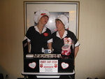 Pat & Brenda in Halloween costumes.  I Love Lucy #39 Job Switching.  (In our hotel room before the event)